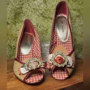 Chinese Laundry Pinup Style Red and Cream Gingham 'Picnic' Heels